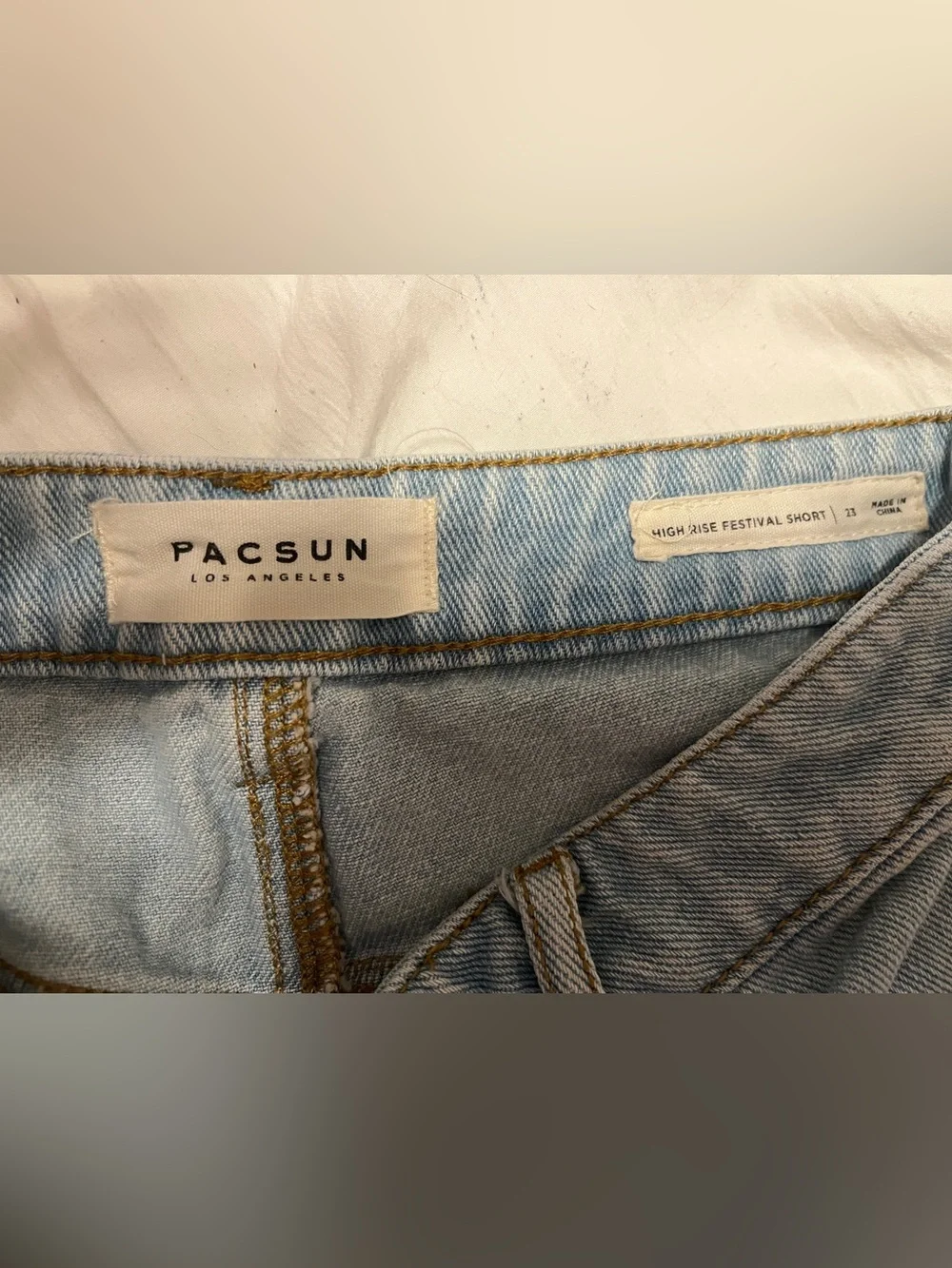 PacSun Light Blue Distressed Denim Shorts - Picture 3 of 4